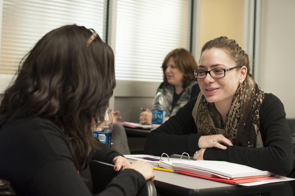 Melina Rosenberg, right, collaborates with fellow students in the certificate program. 