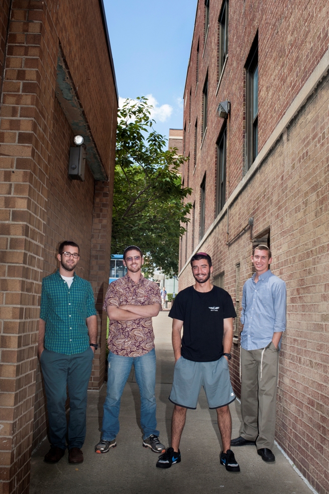 Four students who served in the IDF, Israel Defense Force, before coming to YU this fall. Ethan Gipsman, Shmuel Goldis, Daniel Gofine, and Jonathan Sidlow