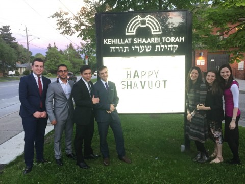 A Torah Tours delegation enhanced Shavuot celebrations in Toronto, Ontario's Kehillat Shaarei Torah. 
