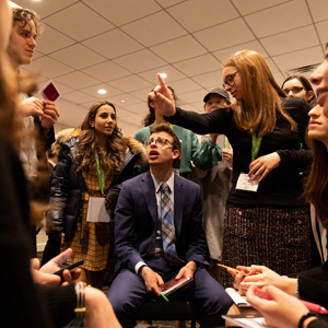 High school students gather at the Crowne Plaza in Stamford, Connecticut for the Yeshiva University Model United Nations (YUNMUN).