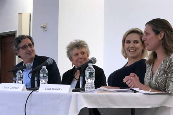 Panel discussion at the Burns Center: four people seated