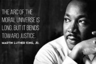 Picture of MLK with arc of justice quote