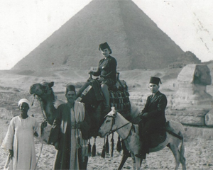 Adina Lobada's great-grandmother in front of pyramid in Egypt