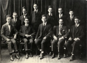 First Graduating Class of the Talmudical Academy, 1919.   Dr. Shelley Saphire, principal, is seated in the middle. 